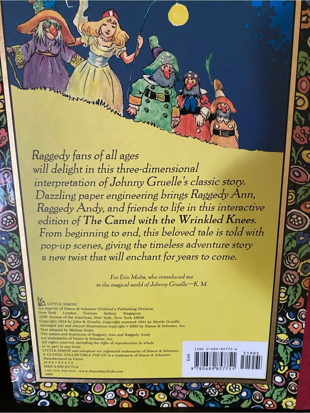 VTG Raggedy Ann and Andy Camel with theWrinkled Knees Pop Up Book 2003 HC